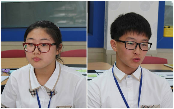 ‘미래 자동차 학교’에 대해 “재미있었고, 앞으로 진로를 생각하는데 도움이 됐다”고 답한 신드보라 양(왼쪽)과 이원범 군. (사진=정의식 기자)