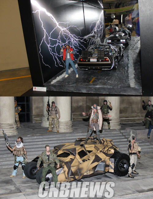 백투더퓨처, 배트맨 등을 소재로 한 디오라마들. (사진=정의식 기자)