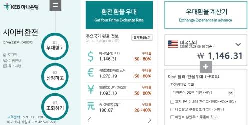 환전 수수료 할인 혜택을 제공하는 인터넷 환전 신청 서비스가 인기다. 하지만 신청 취소가 어렵기 때문에 주의해 이용해야 한다. (사진=KEB하나은행 홈페이지)