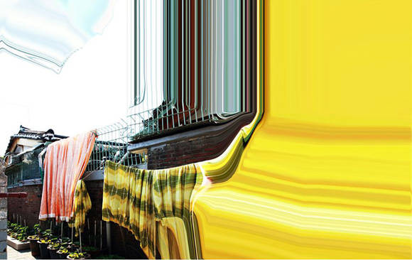 김지혜, '서촌 - 돌담'. 피그먼트 프린트, 90 x 140cm. 2016.