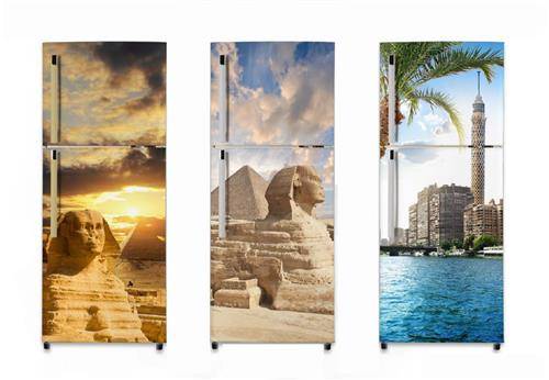 냉장고에 적용한 잉크젯 프린트 강판 샘플 사진. (사진=동국제강)