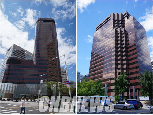 부영그룹이 삼성그룹 사옥 매각에 연달아 뛰어들며 사업 확장에 나서고 있다. 올초 부영이 매입한 서울 세종대로 삼성생명 빌딩(왼쪽)과 매입 협상을 앞두고 있는 서울 을지로 삼성화재 빌딩. (사진=손강훈 기자)